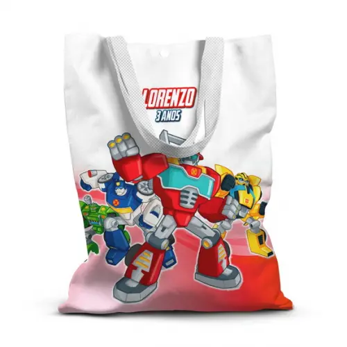 Sacolinha de Tecido para Festa Transformers Rescue Bots