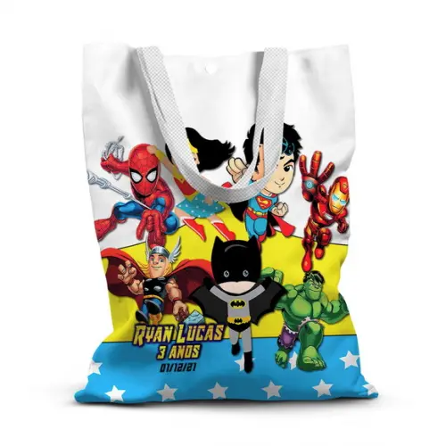 Sacolinha de Tecido para Festa Super Heróis 4
