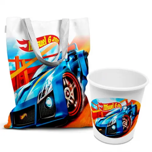 Kit Sacolinha +balde Pipoca Hot Wheels
