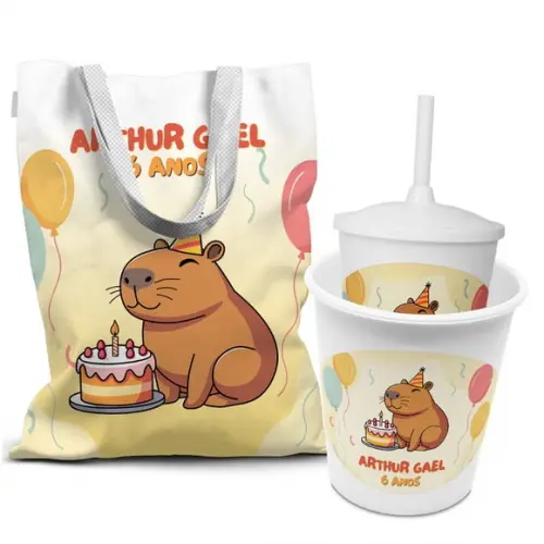 Kit Festa Sacolinha +copo +baldinho Capivara