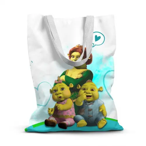 Sacolinha de Tecido para Festa Shrek Fiona e Filhos