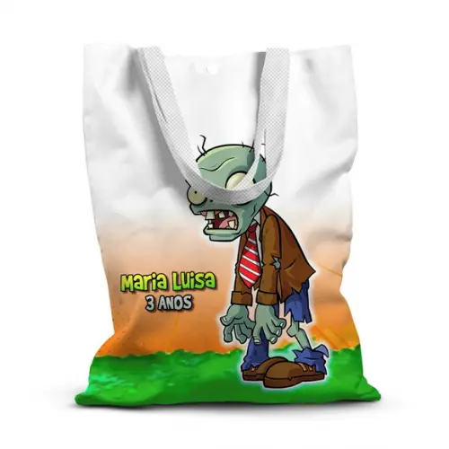 Sacolinha de Tecido para Festa Plantas Vs Zumbi