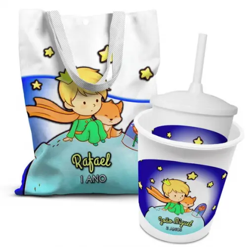 Kit Sacolinha +copo +balde Pipoca Pequeno Príncipe 4