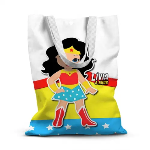 Sacolinha de Tecido para Festa Mulher Maravilha 2