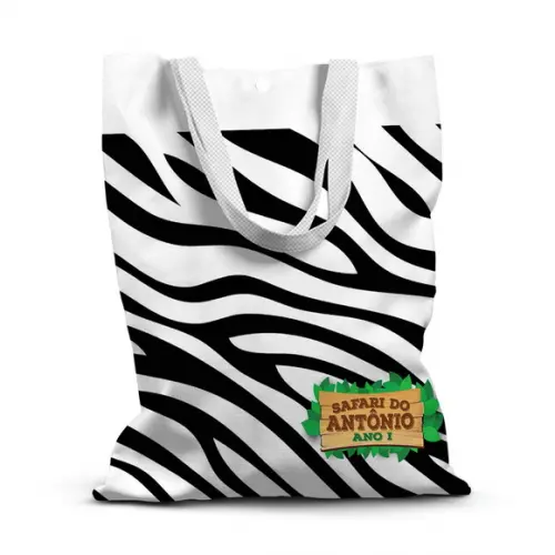 Sacolinha de Tecido para Festa Safari Zebra
