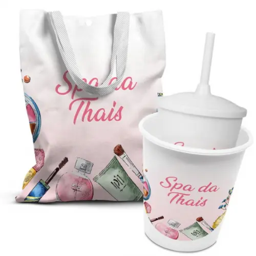 Kit Sacolinha +copo +balde Pipoca Spa de Beleza 2