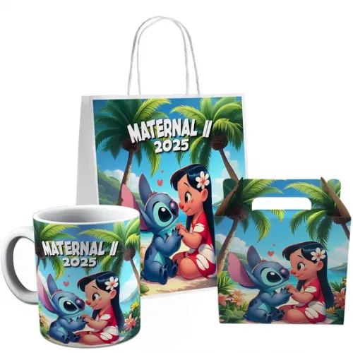 Kit Festa Caneca Caixinha e Sacolinha Lilo e Stitch 1