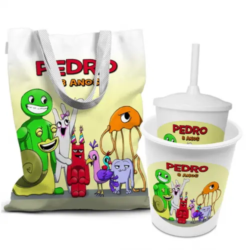 Kit Sacolinha +copo +balde Pipoca Garden Of Banban 4