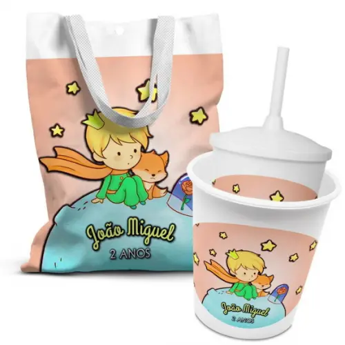 Kit Sacolinha +copo +balde Pipoca Pequeno Príncipe 3
