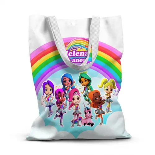 Sacolinha de Tecido para Festa Rainbow Rangers