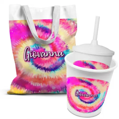 Kit Sacolinha +copo +balde Pipoca Tye Dye