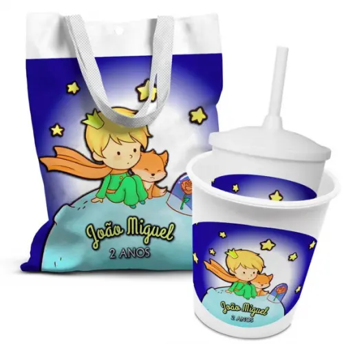 Kit Sacolinha +copo +balde Pipoca Pequeno Príncipe 2