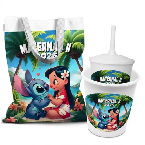 Kit Festa Sacolinha +copo +baldinho Lillo e Stitch