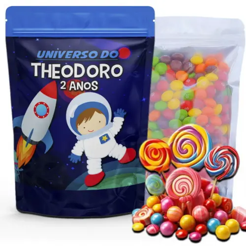 Saquinho em Pé p/ Guloseimas 12x19cm Festa Astronauta