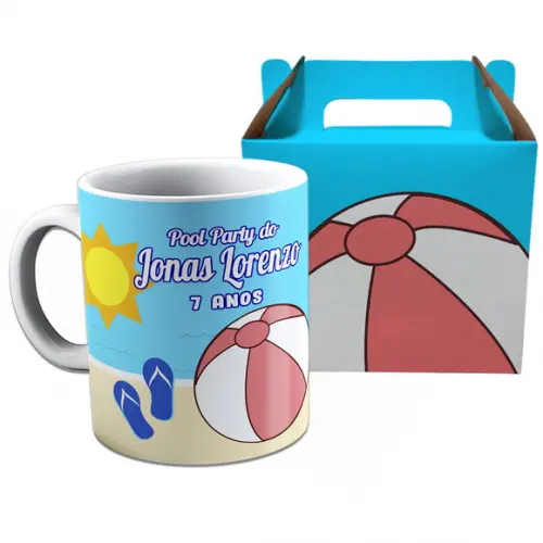 Kit Caneca na Caixinha para Festa Pool Party