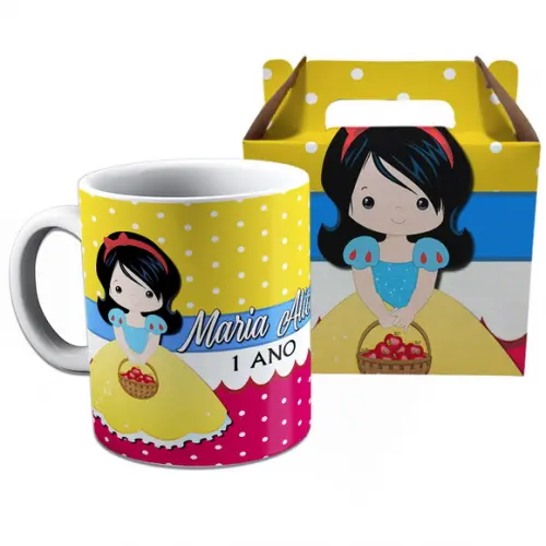 Kit Caneca na Caixinha para Festa Branca de Neve Cute