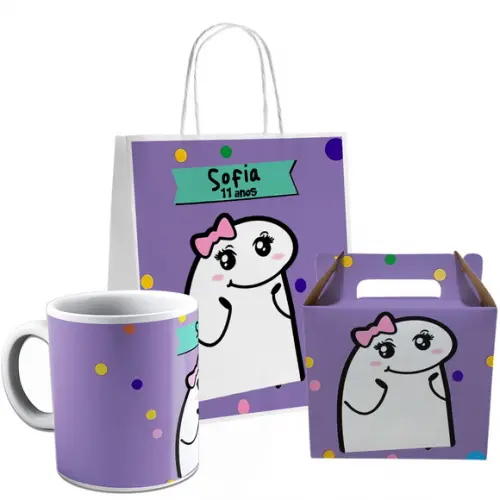 Kit Festa Caneca Caixinha e Sacolinha Flork