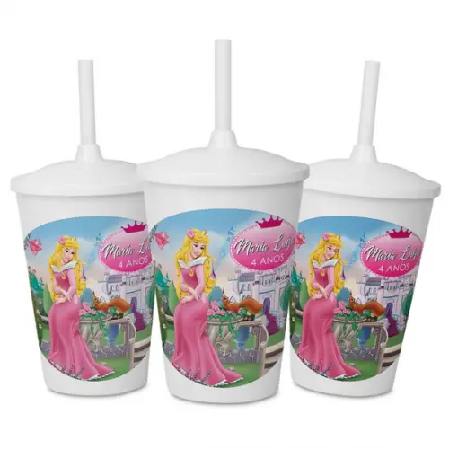 Copo Personalizado para Festa Bela Adormecida Aurora 1