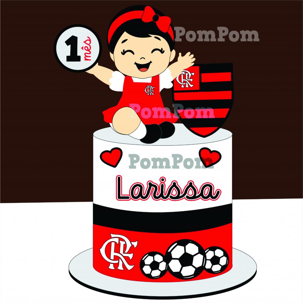topo de bolo flamengo menina baby