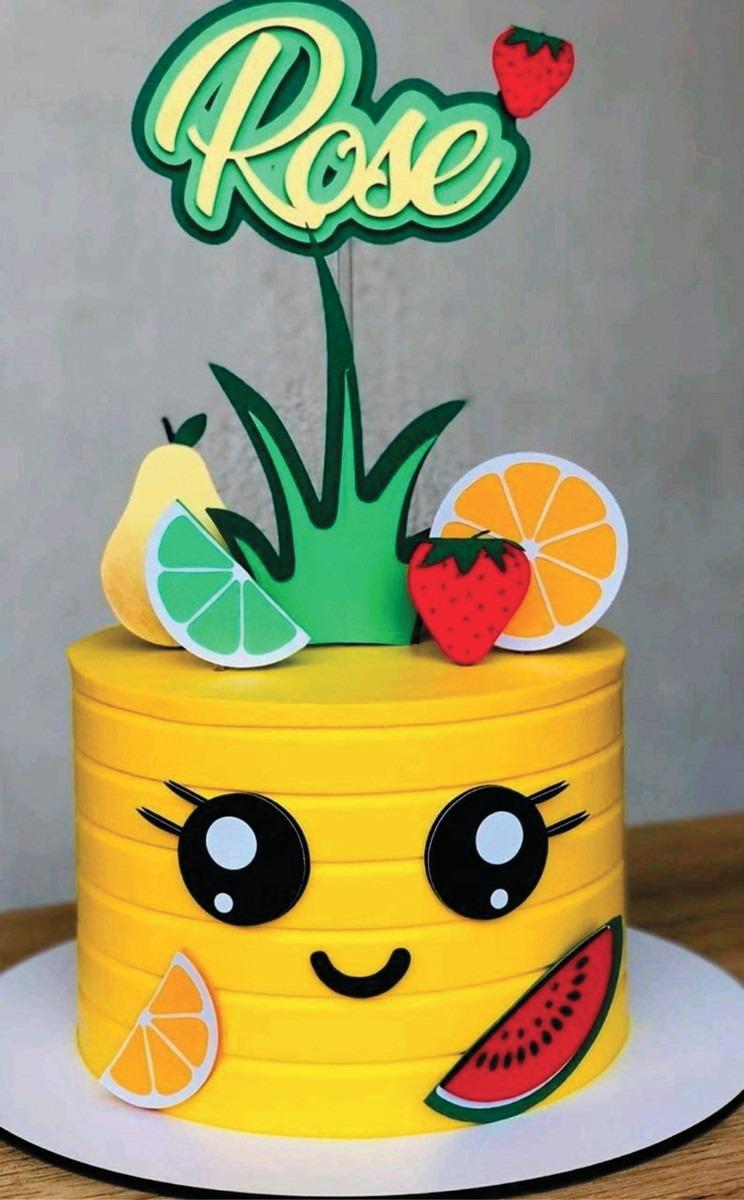 topo de bolo frutinhas