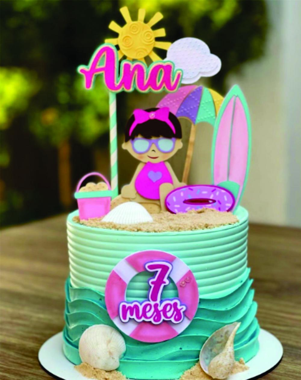 topo de bolo pool party menina