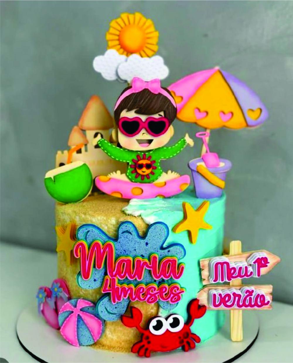 topo de bolo pool party menina