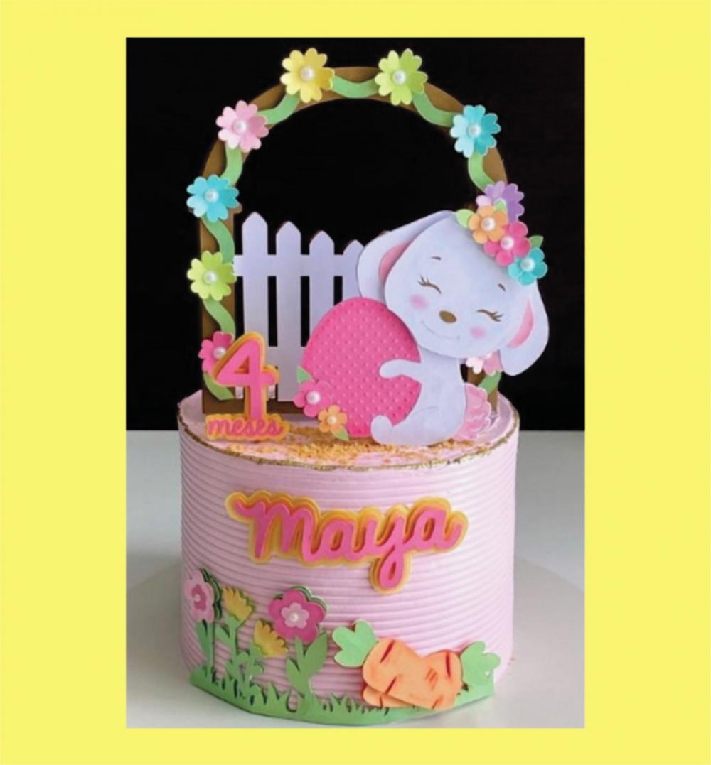 topo de bolo páscoa menina coelhinha