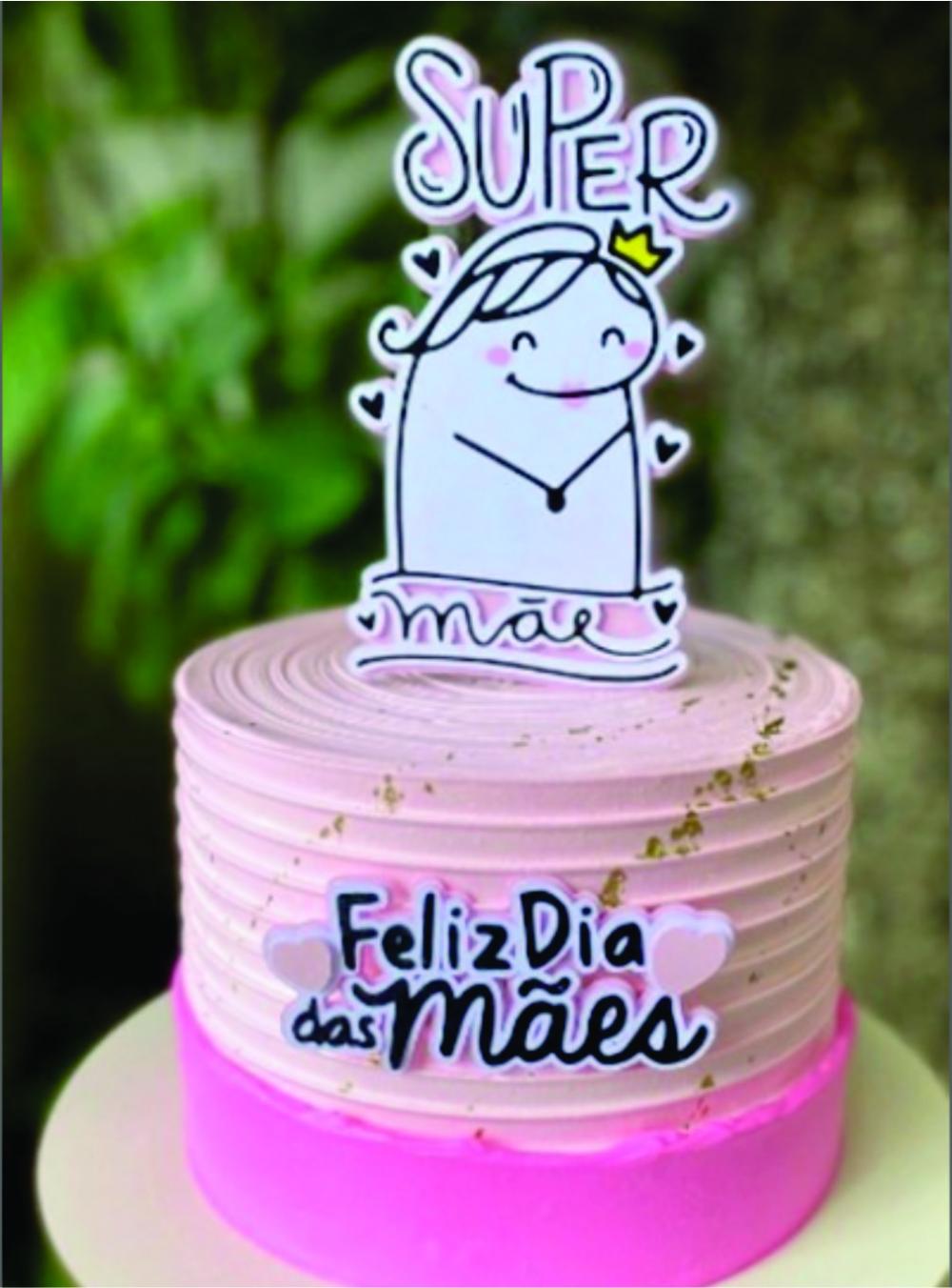 topo de bolo feliz dia das mães flork