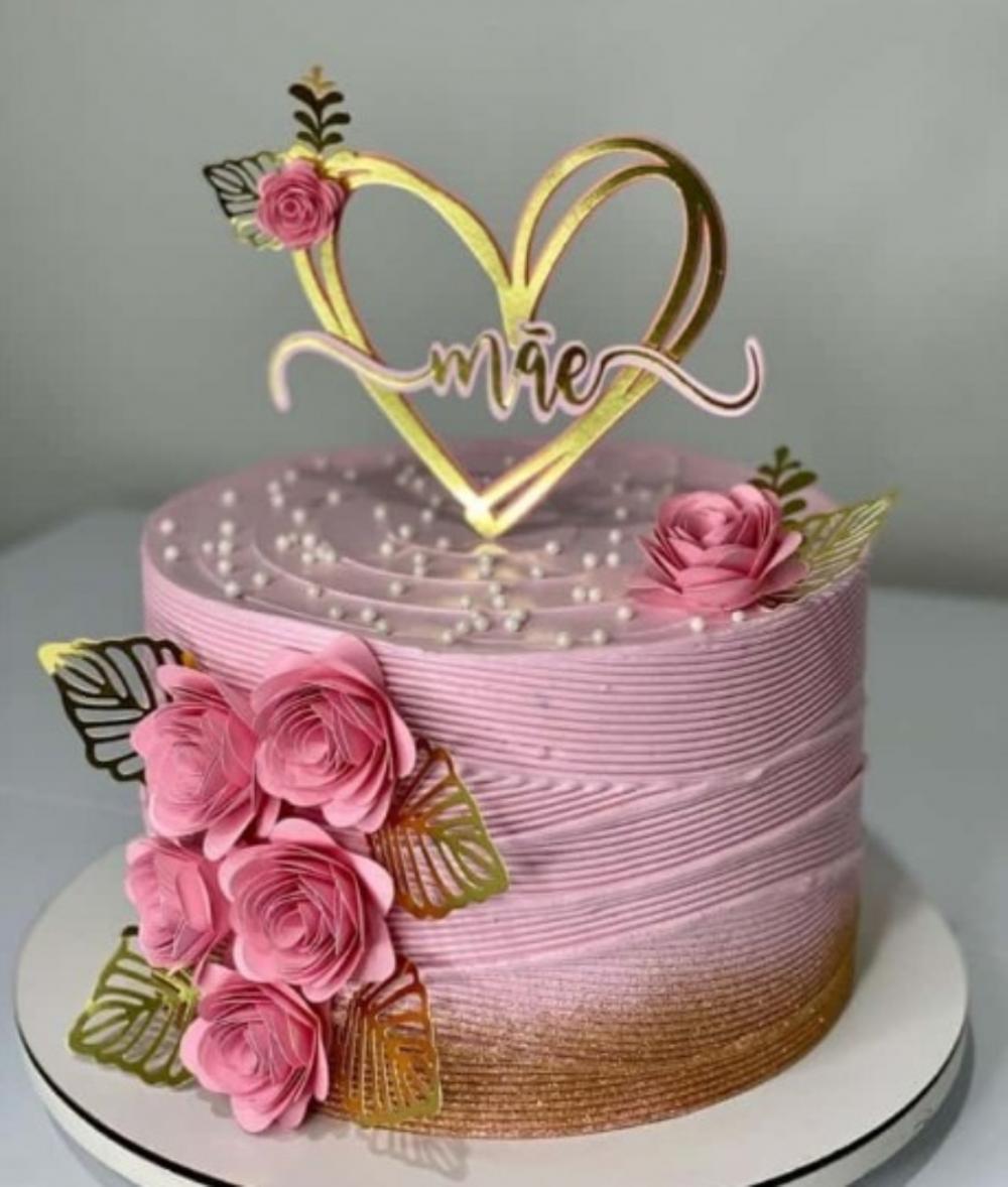 topo de bolo mãe flores