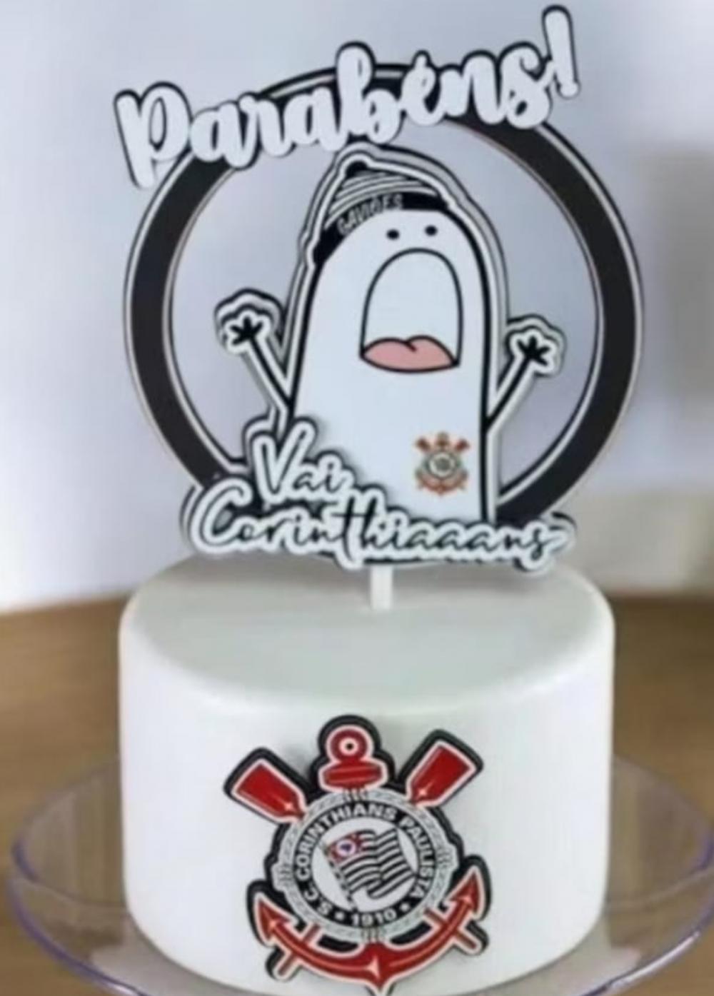 topo de bolo Corinthians flork