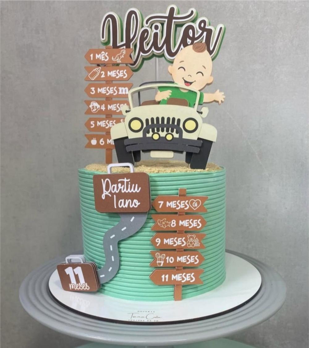topo de bolo conclusão de mesversário menino