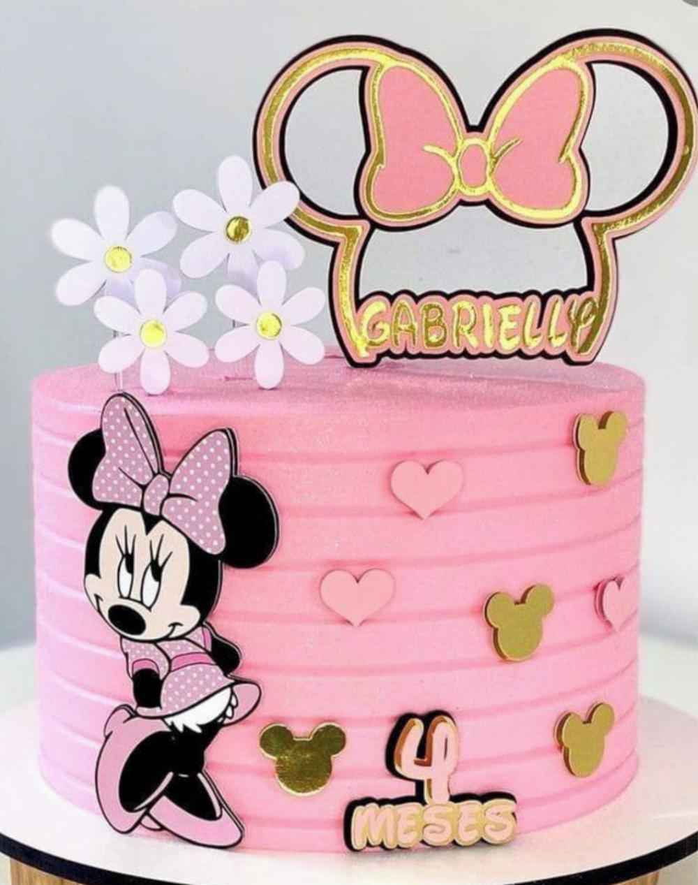 topo de bolo minnie rosa