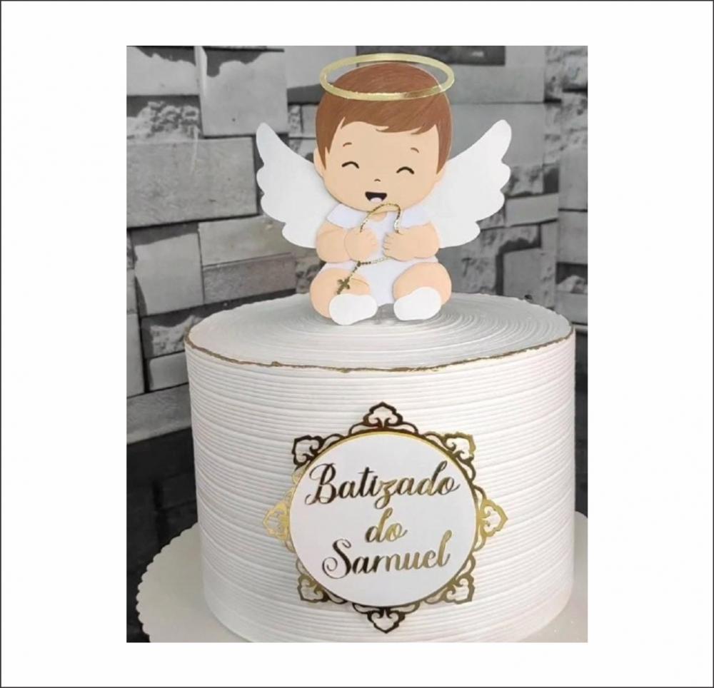 topo de bolo batizado menino