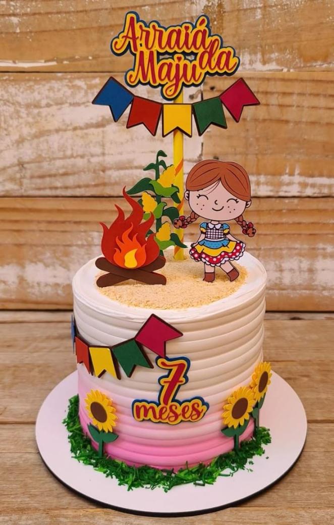 topo de bolo festa junina menina caipira
