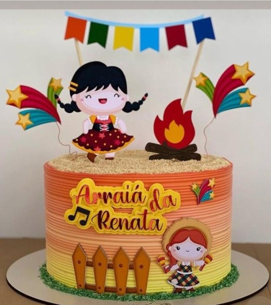 topo de bolo arraiá meninas caipira