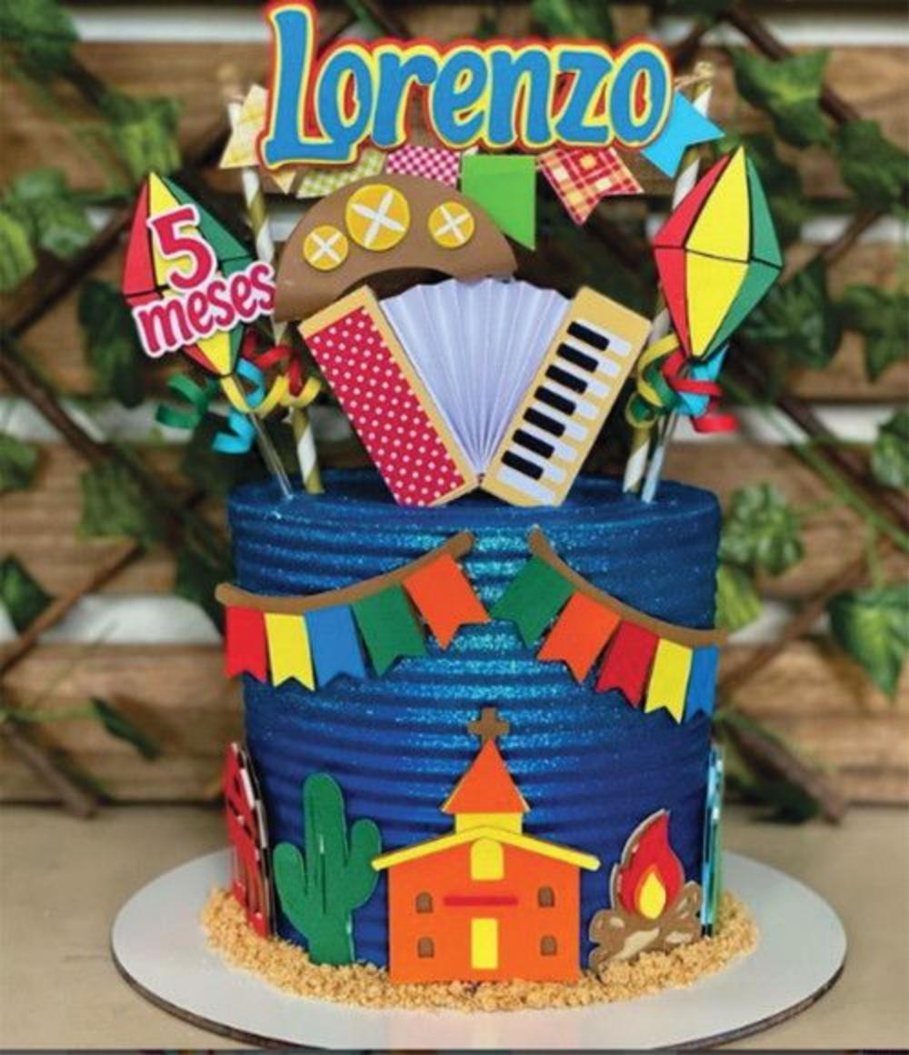 topo de bolo festa junina sanfona
