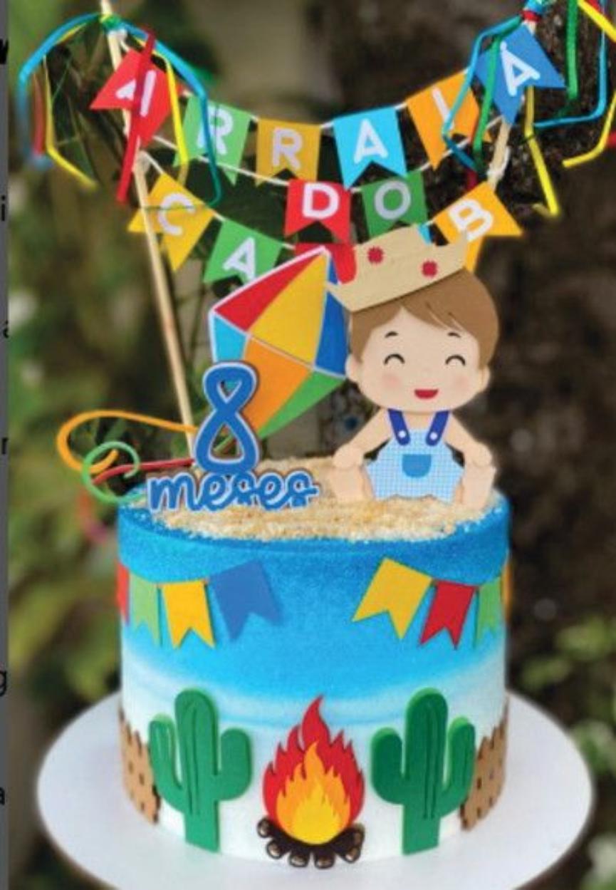 topo de bolo festa junina menino mesversário
