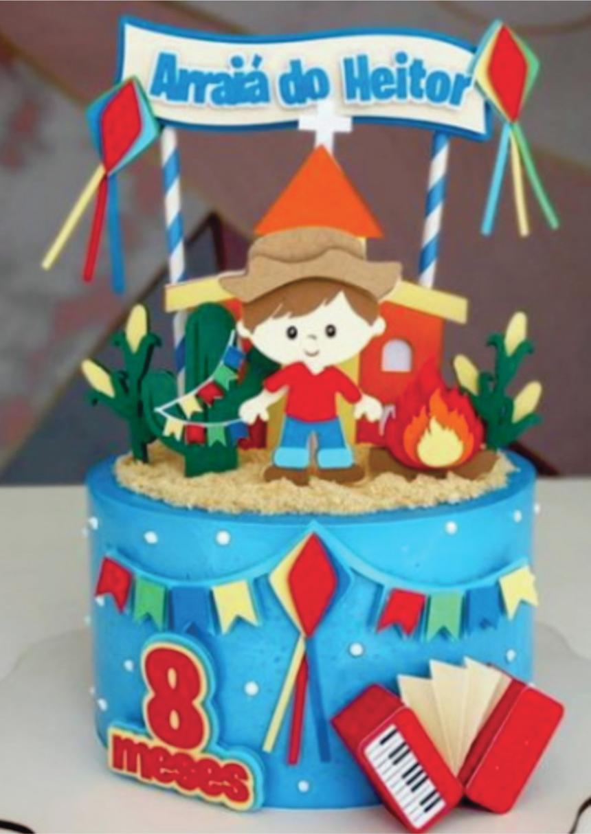 topo de bolo festa junina menino mesversário