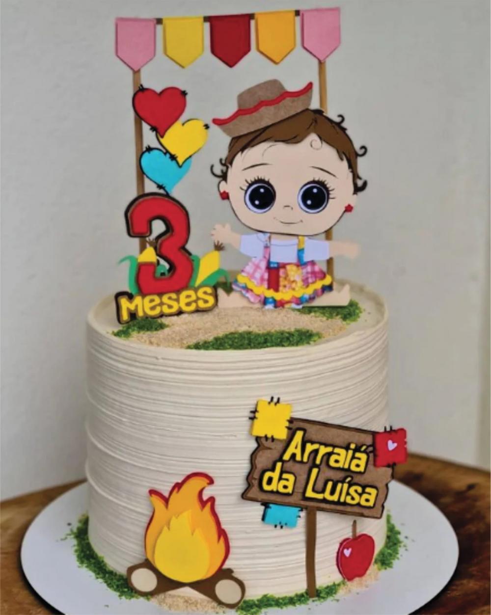 topo de bolo festa junina menina mesversário