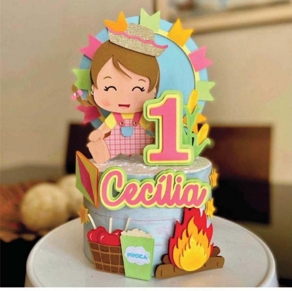 topo de bolo festa junina menina mesversário