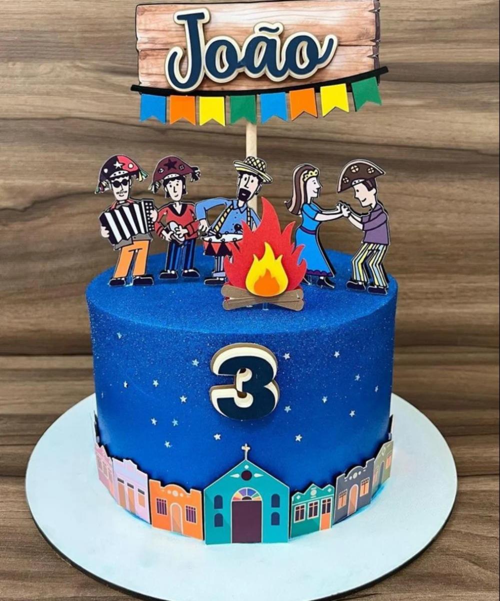 topo de bolo festa junina xilogravura