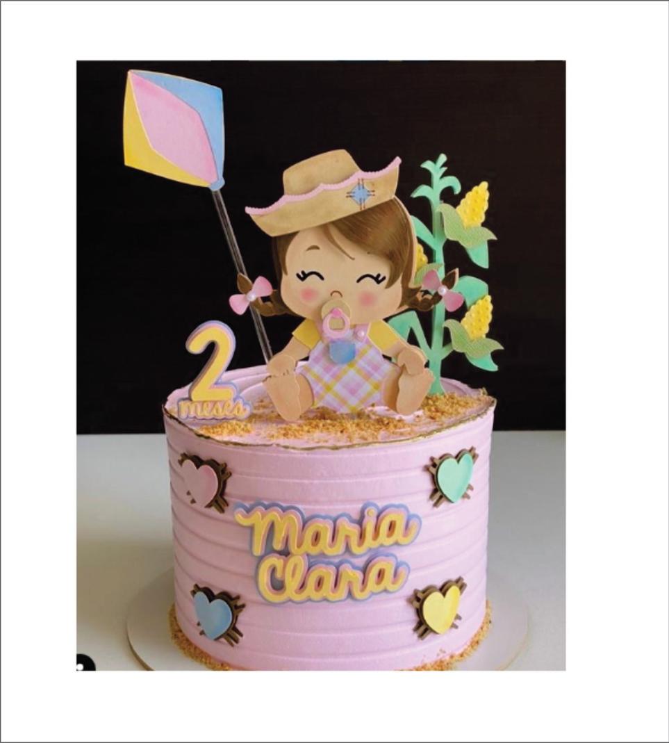 topo de bolo festa junina menina mesversário