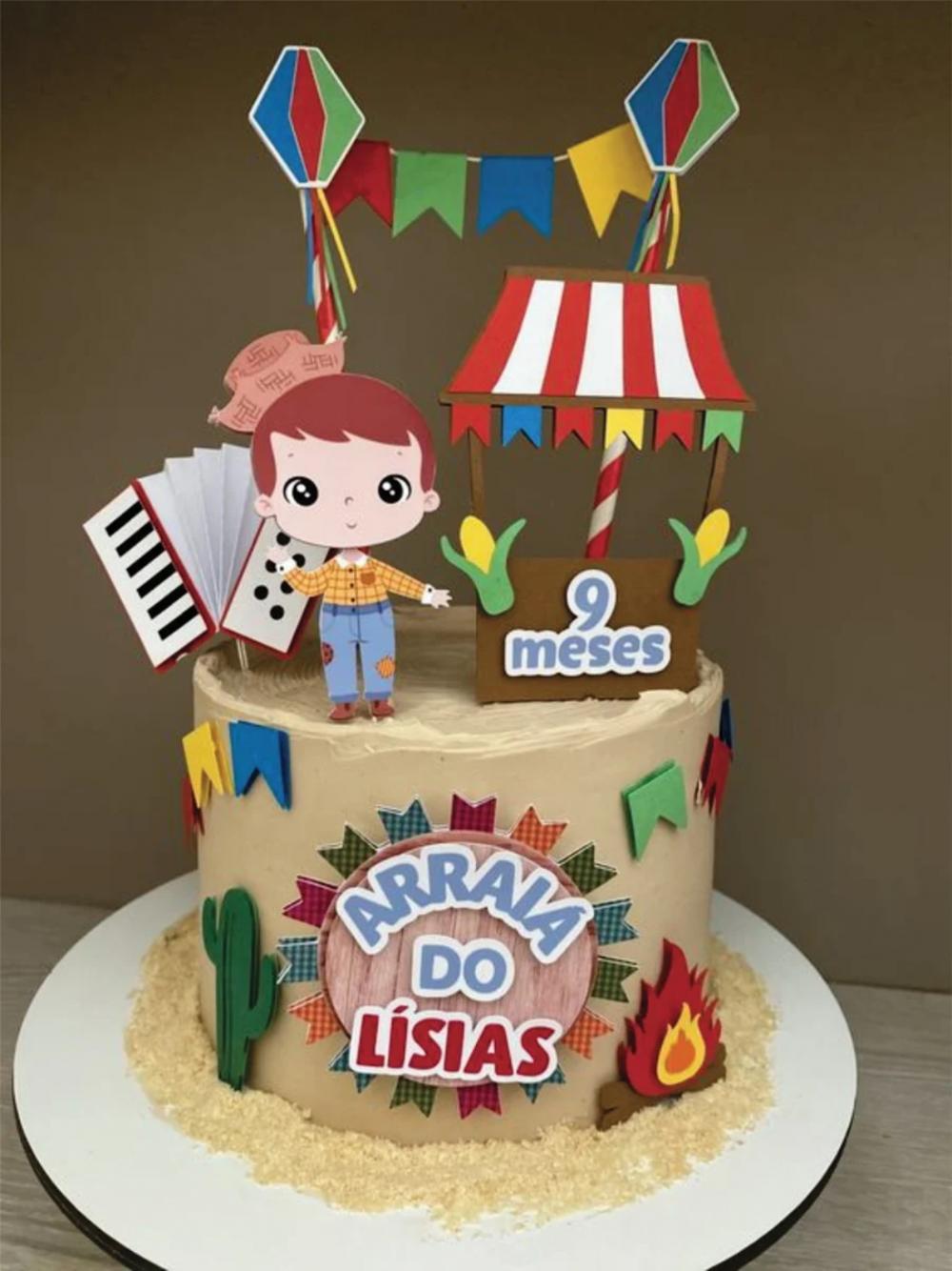 topo de bolo festa junina menino caipira