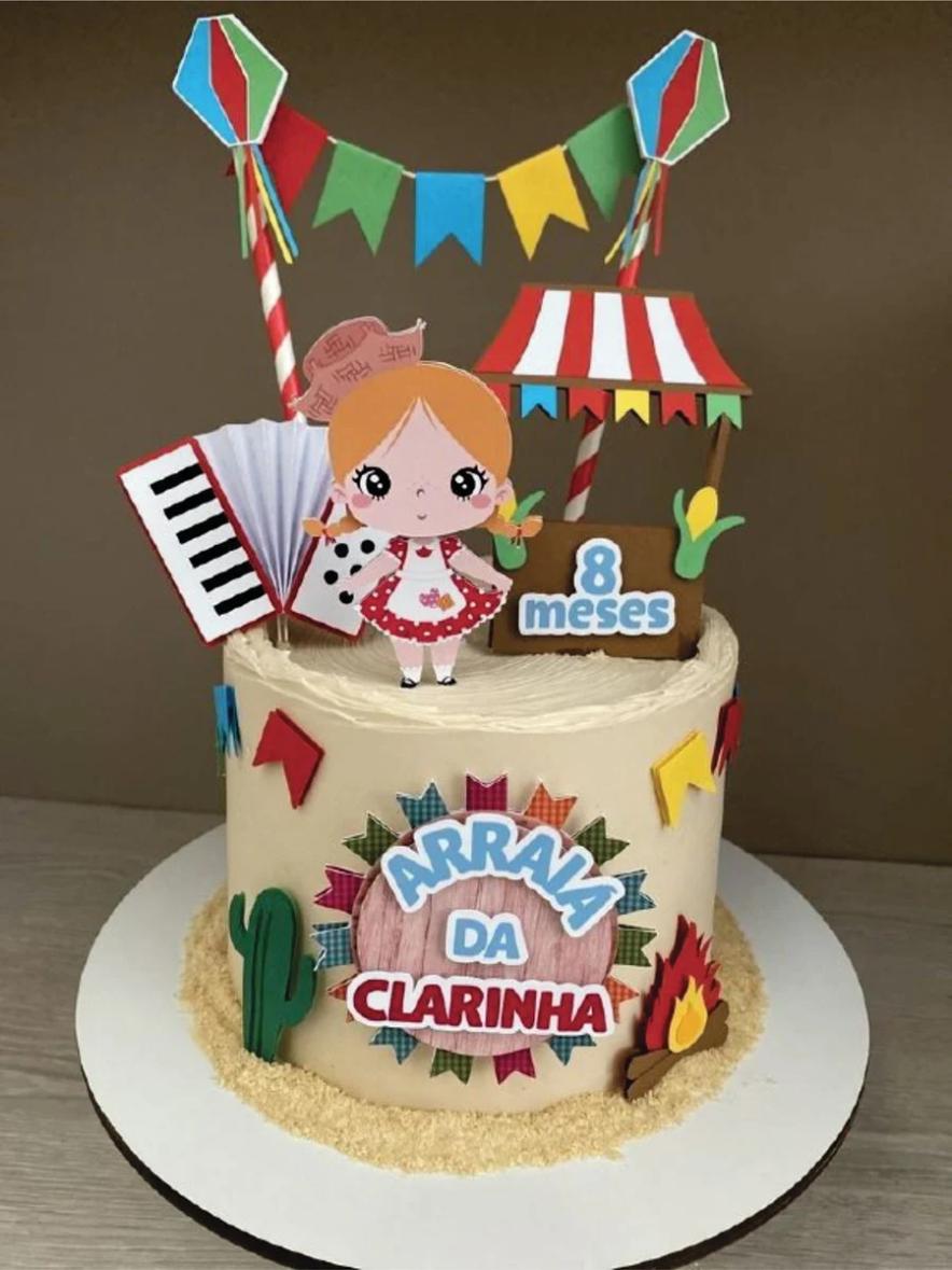 topo de bolo festa junina menina caipira