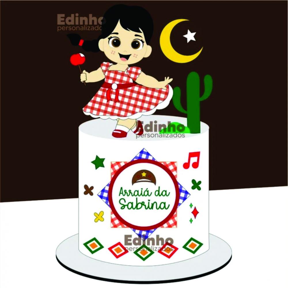 topo de bolo festa junina menina mesversário