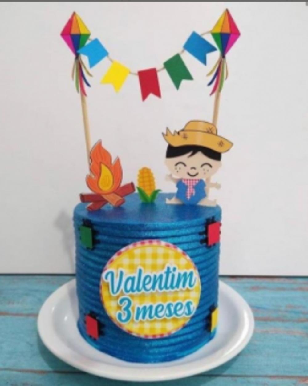 topo de bolo festa junina menino mesversário