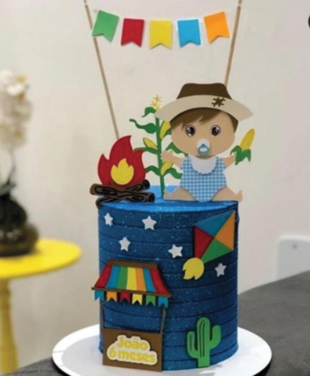 topo de bolo festa junina menino mesversário
