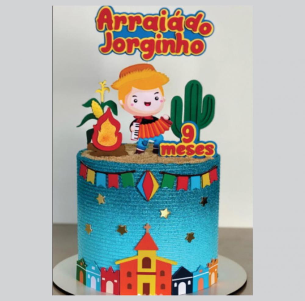 topo de bolo arraiá menino caipira