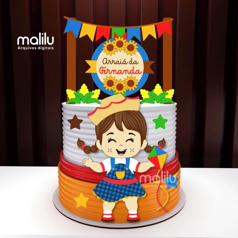 topo de bolo festa junina menina mesversário