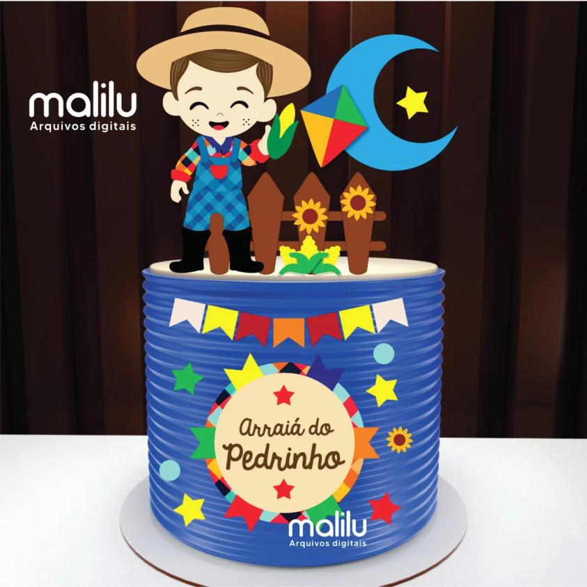 topo de bolo arraiá menino caipira